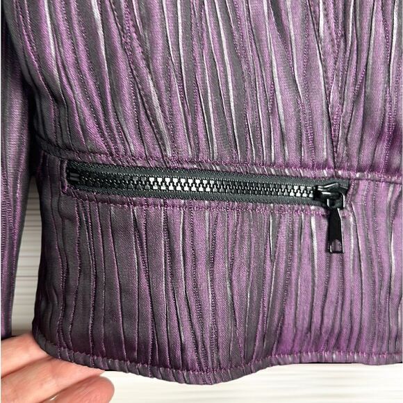 Lafayette 148 Lightweight Purple Textured Short Jacket Blazer Full Zip Front 2 - Picture 7 of 11